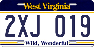WV license plate 2XJ019