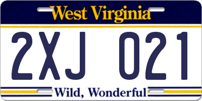 WV license plate 2XJ021