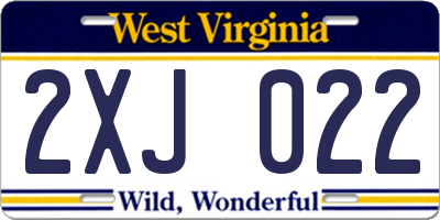 WV license plate 2XJ022
