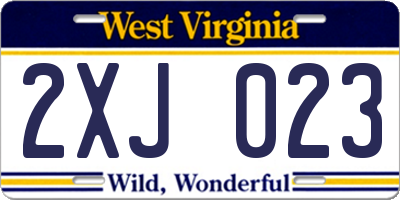 WV license plate 2XJ023
