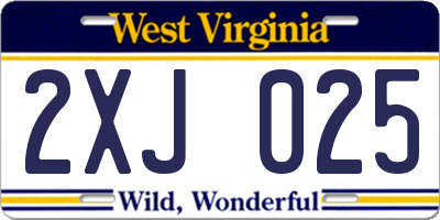 WV license plate 2XJ025