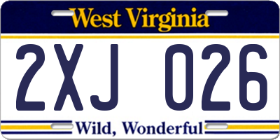 WV license plate 2XJ026