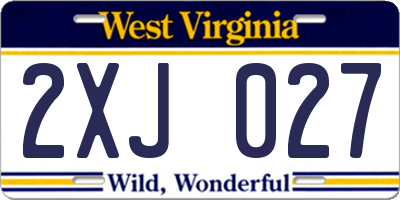 WV license plate 2XJ027