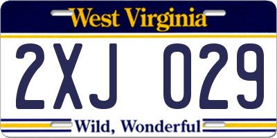 WV license plate 2XJ029