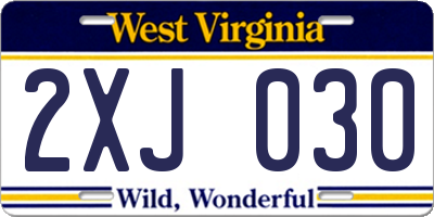 WV license plate 2XJ030