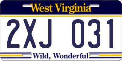 WV license plate 2XJ031