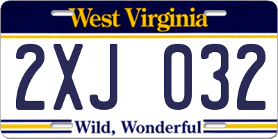 WV license plate 2XJ032