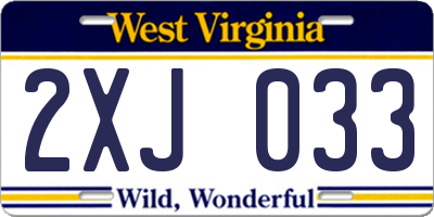 WV license plate 2XJ033