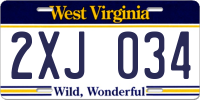 WV license plate 2XJ034