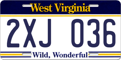 WV license plate 2XJ036