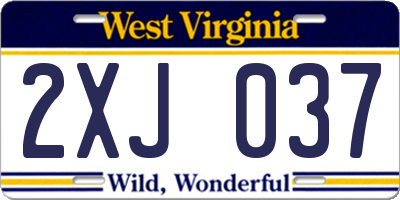 WV license plate 2XJ037