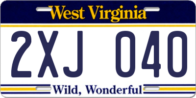 WV license plate 2XJ040