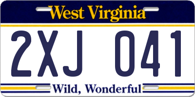 WV license plate 2XJ041