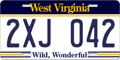 WV license plate 2XJ042