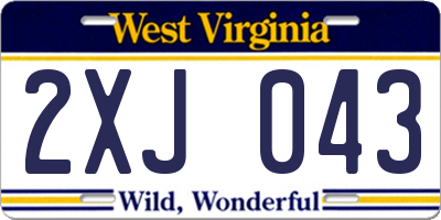 WV license plate 2XJ043