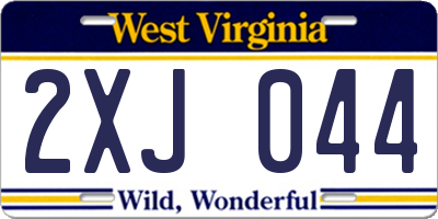 WV license plate 2XJ044