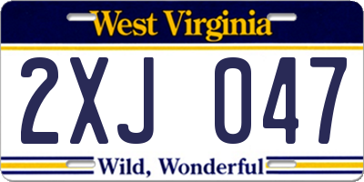 WV license plate 2XJ047