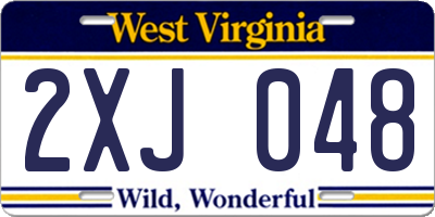 WV license plate 2XJ048