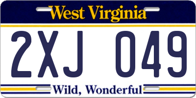 WV license plate 2XJ049