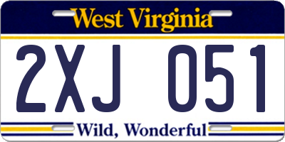 WV license plate 2XJ051