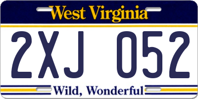 WV license plate 2XJ052