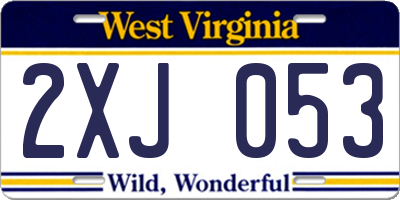 WV license plate 2XJ053