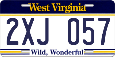 WV license plate 2XJ057