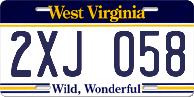 WV license plate 2XJ058