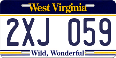 WV license plate 2XJ059