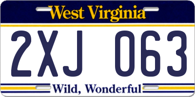 WV license plate 2XJ063