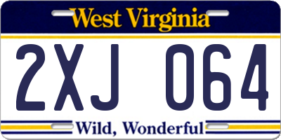 WV license plate 2XJ064