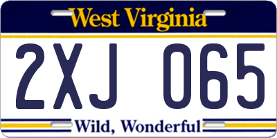 WV license plate 2XJ065