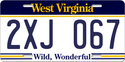 WV license plate 2XJ067