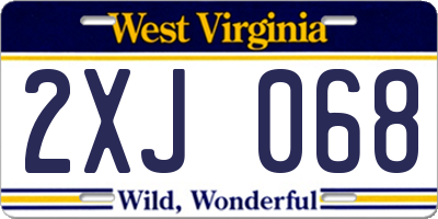 WV license plate 2XJ068