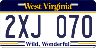 WV license plate 2XJ070