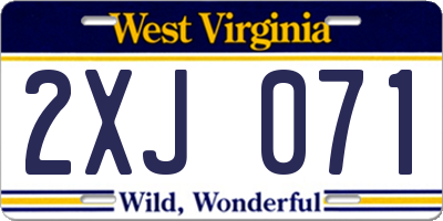 WV license plate 2XJ071