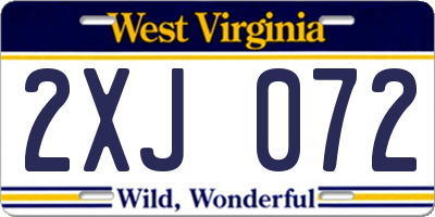 WV license plate 2XJ072