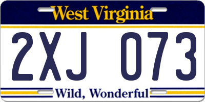 WV license plate 2XJ073