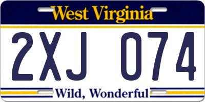 WV license plate 2XJ074