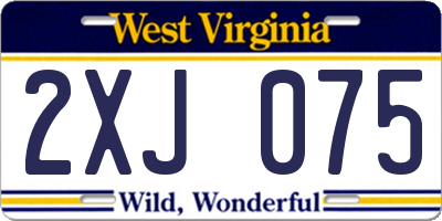 WV license plate 2XJ075