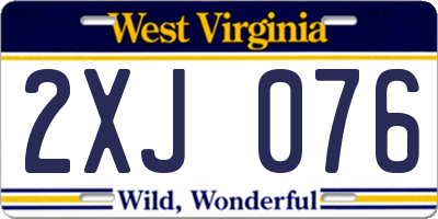 WV license plate 2XJ076