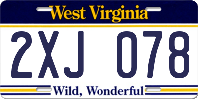 WV license plate 2XJ078