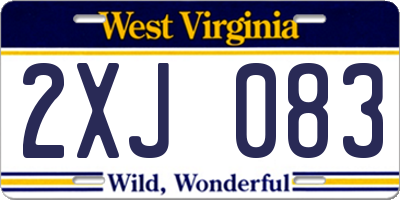 WV license plate 2XJ083