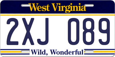 WV license plate 2XJ089