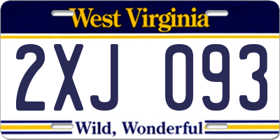 WV license plate 2XJ093