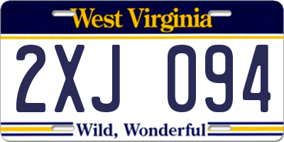 WV license plate 2XJ094