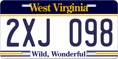 WV license plate 2XJ098