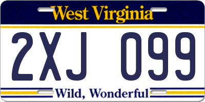 WV license plate 2XJ099