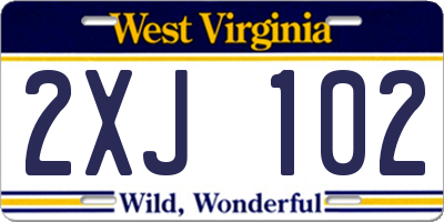 WV license plate 2XJ102