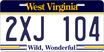WV license plate 2XJ104